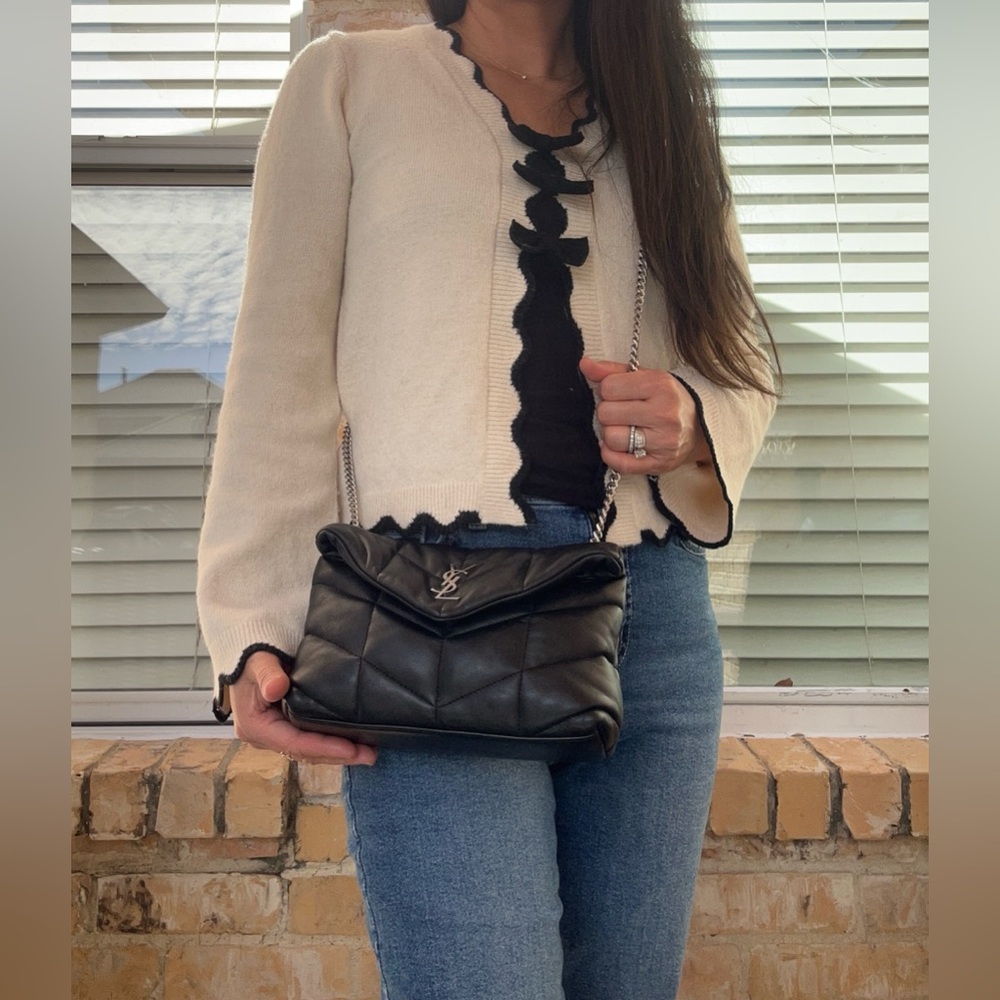 Yves Saint Laurent Toy Loulou Puffer Bag Black and Silver Hardware